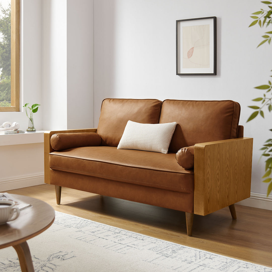 Kieran Kraft Leather Loveseat