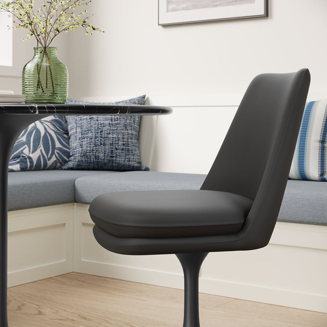 Luxe Vegan Leather Swivel Dining Chair