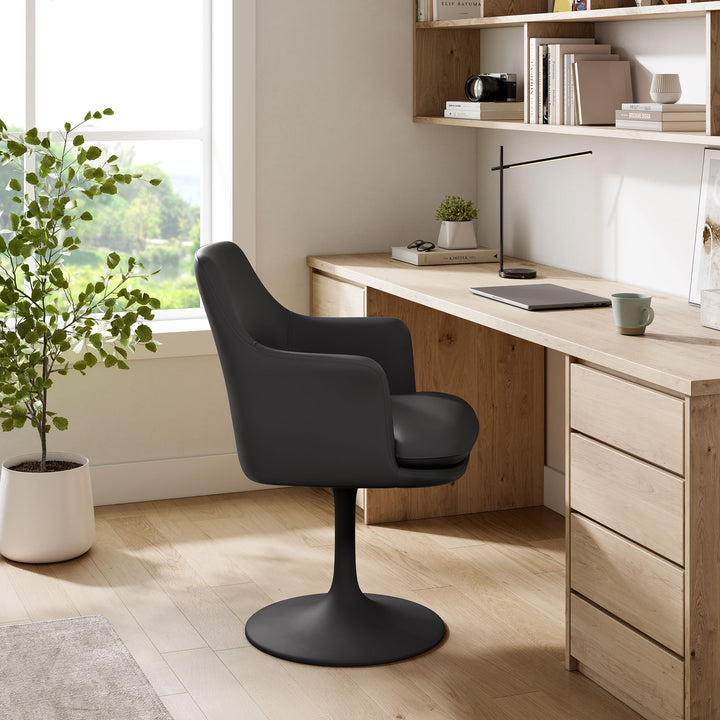 Luna Vegan Leather Swivel Dining Armchair