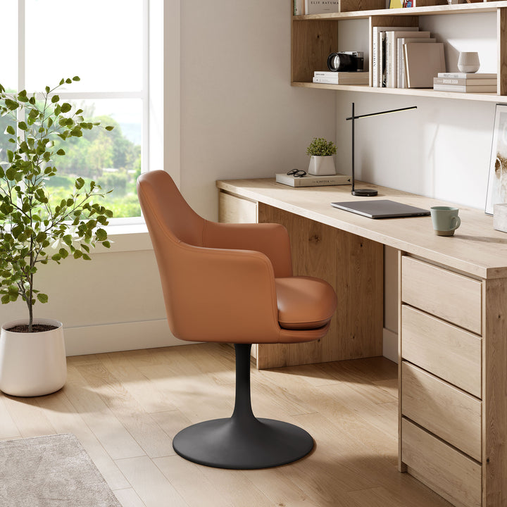 Luna Vegan Leather Swivel Dining Armchair