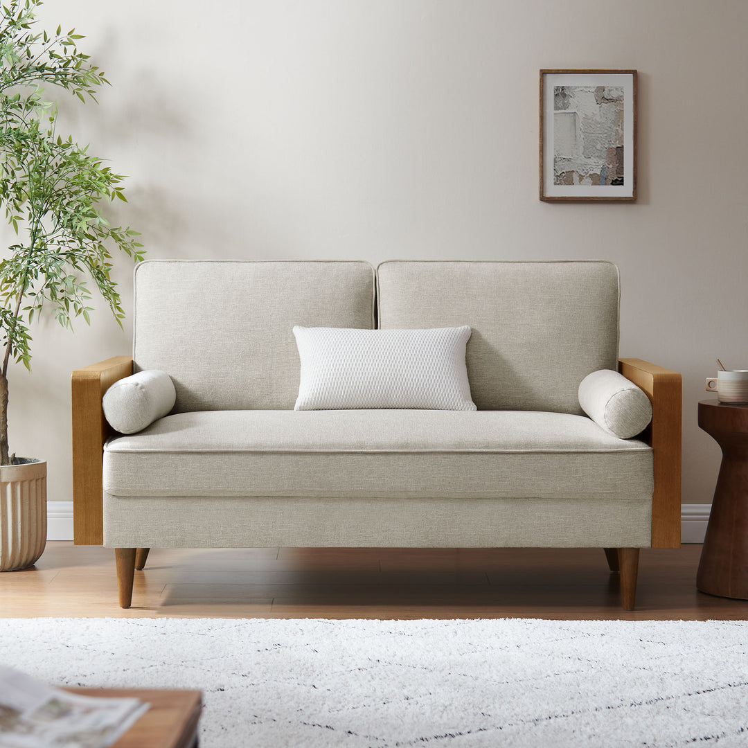 Kai Heathered Weave Fabric Loveseat