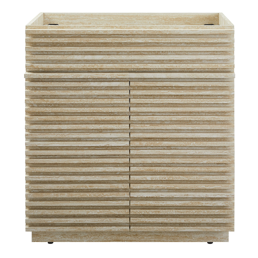 30" Faux Travertine Lavatory Console Cabinet