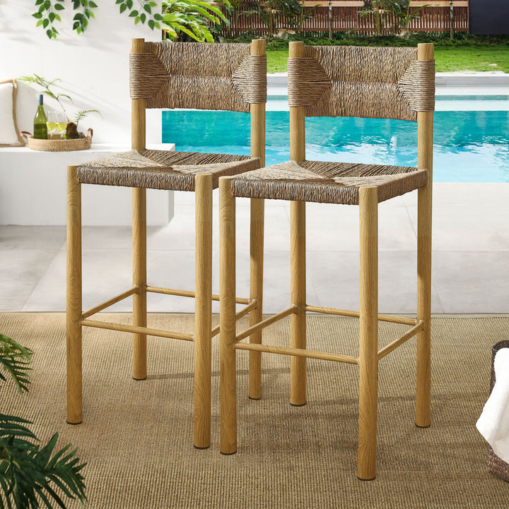 Patio Paradise Rattan and Aluminum Bar Stools Set of 2