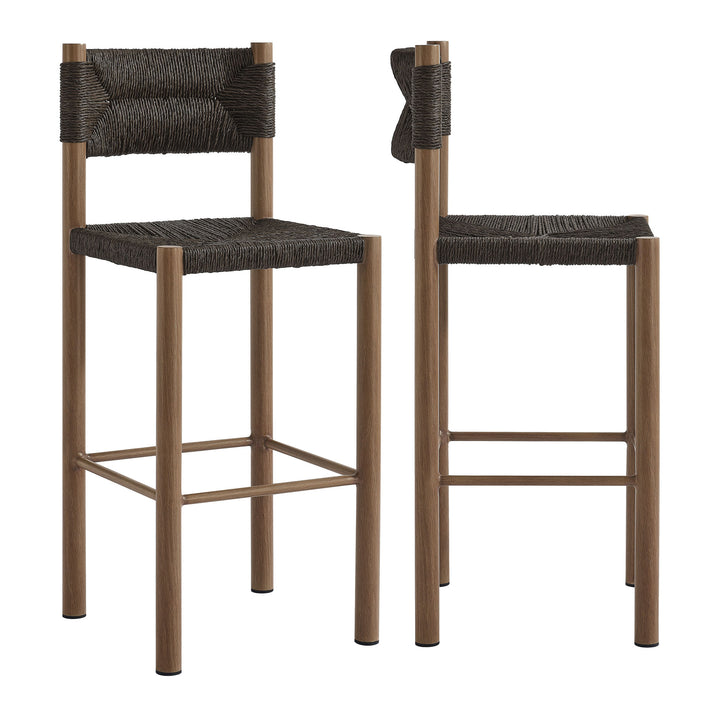 Patio Paradise Rattan and Aluminum Bar Stools Set of 2