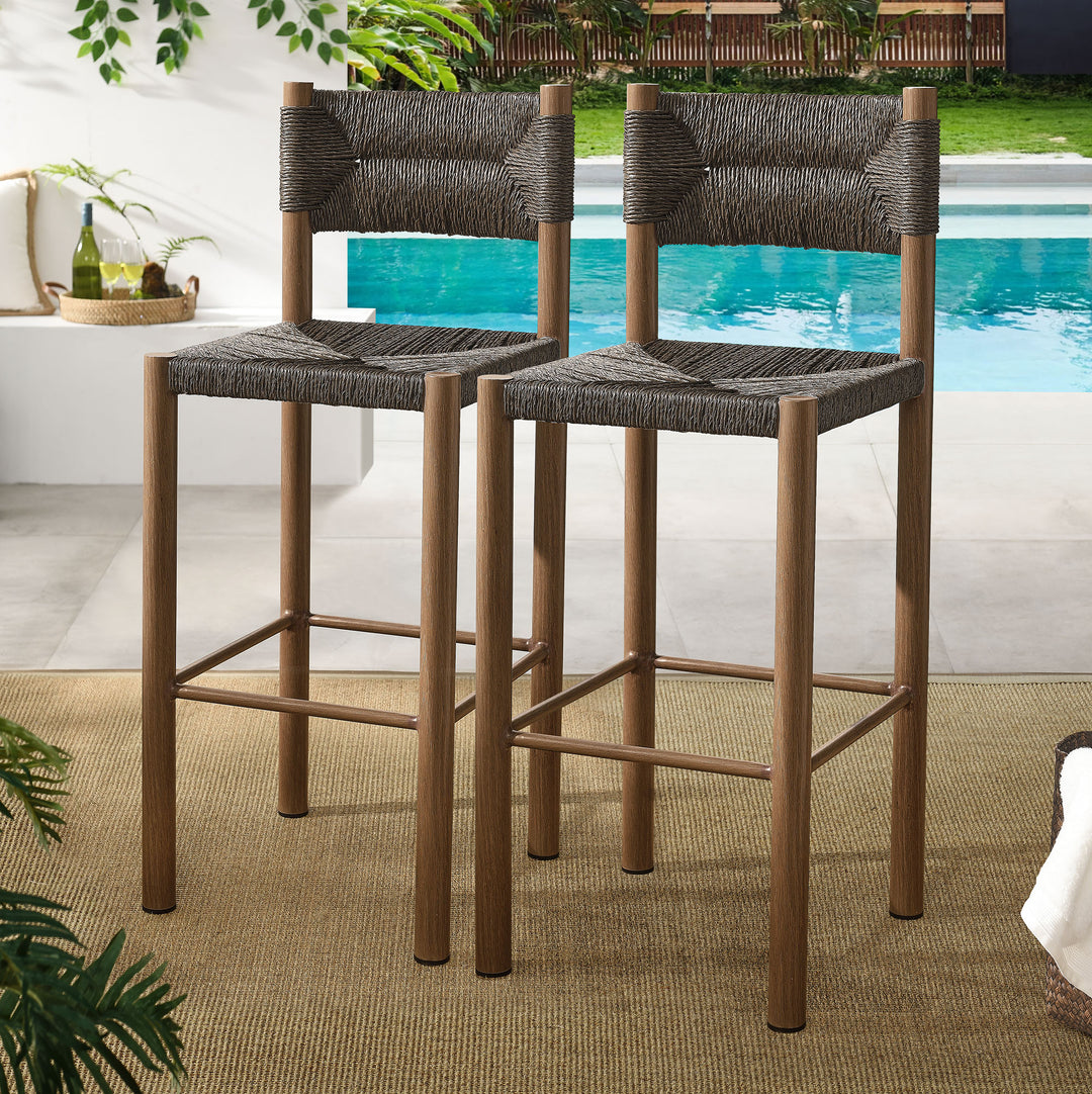 Patio Paradise Rattan and Aluminum Bar Stools Set of 2