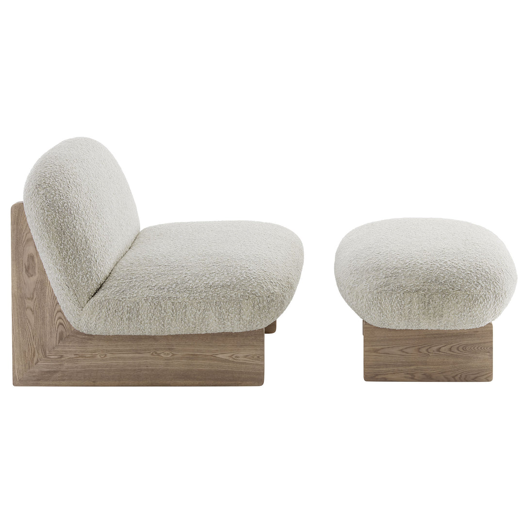 Luxe Boucle Fabric Lounge Chair and Ottoman Set