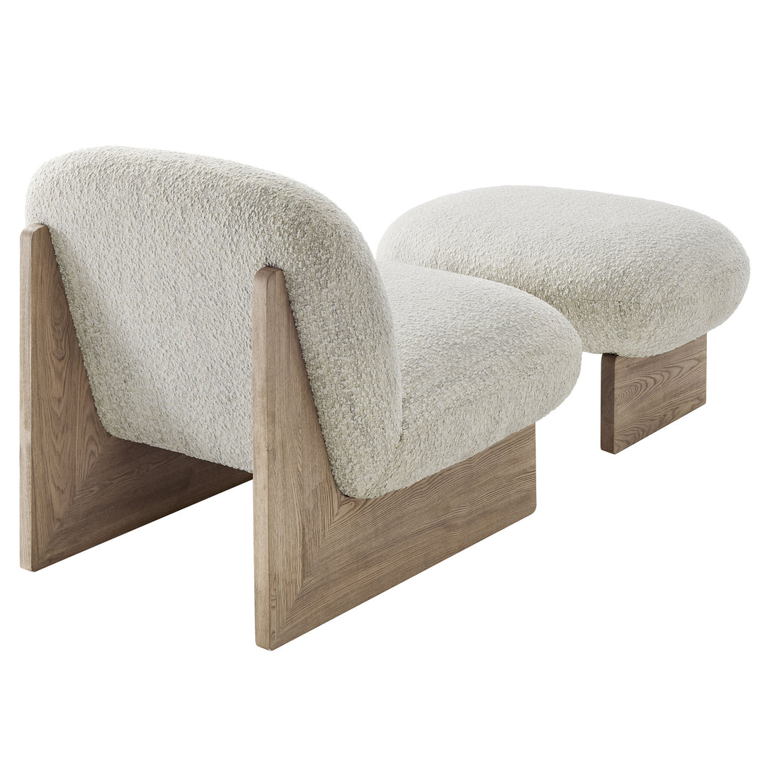 Luxe Boucle Fabric Lounge Chair and Ottoman Set