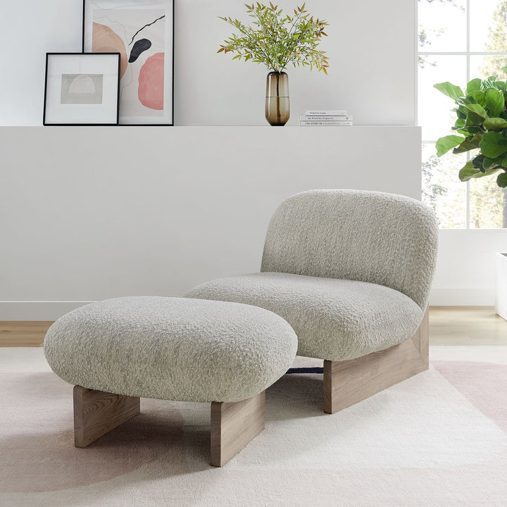 Luna Boucle Chair and Ottoman