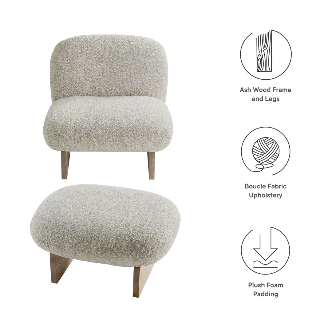 Luna Boucle Chair and Ottoman