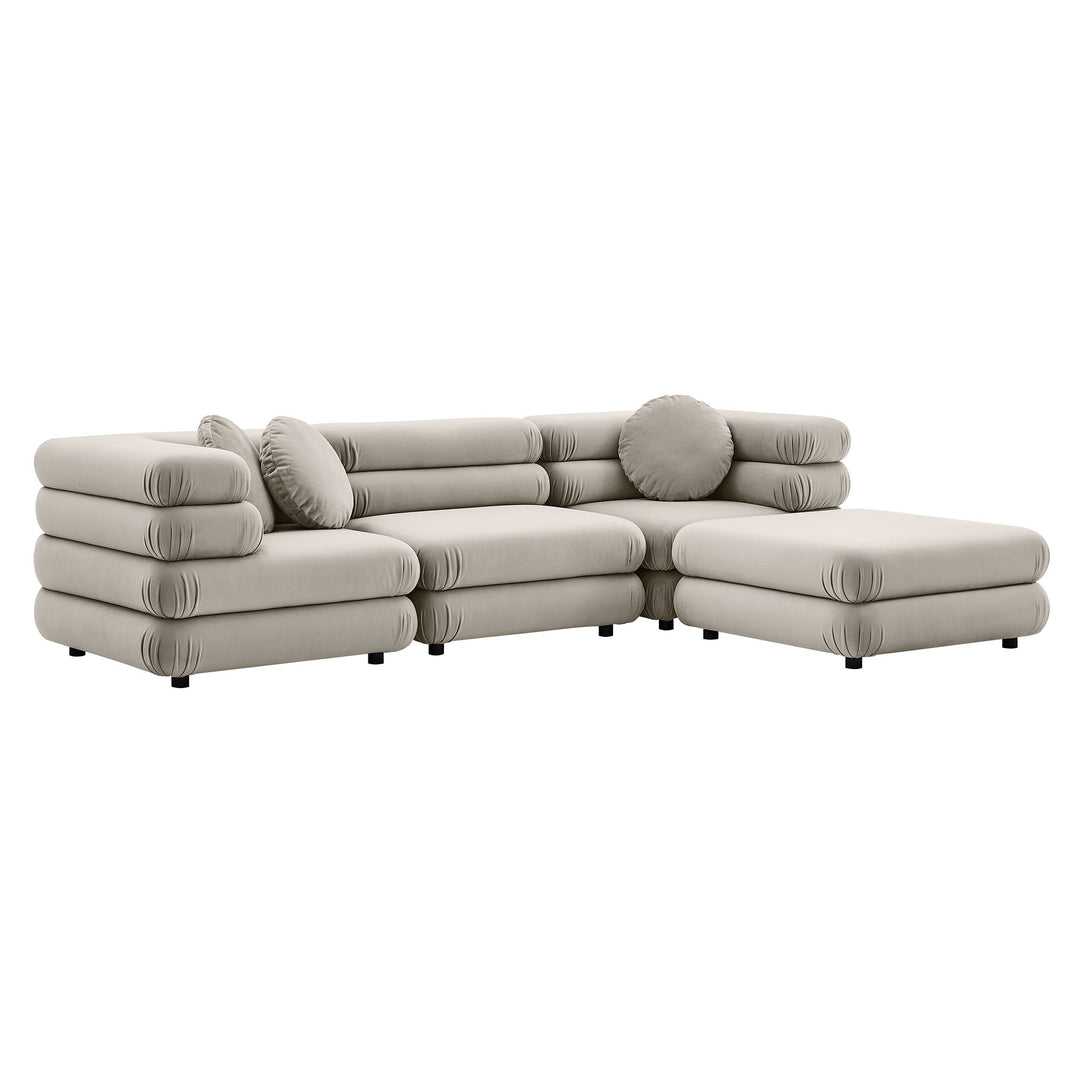 Joyous 4-Piece Modular Performance Velvet Sectional Sofa