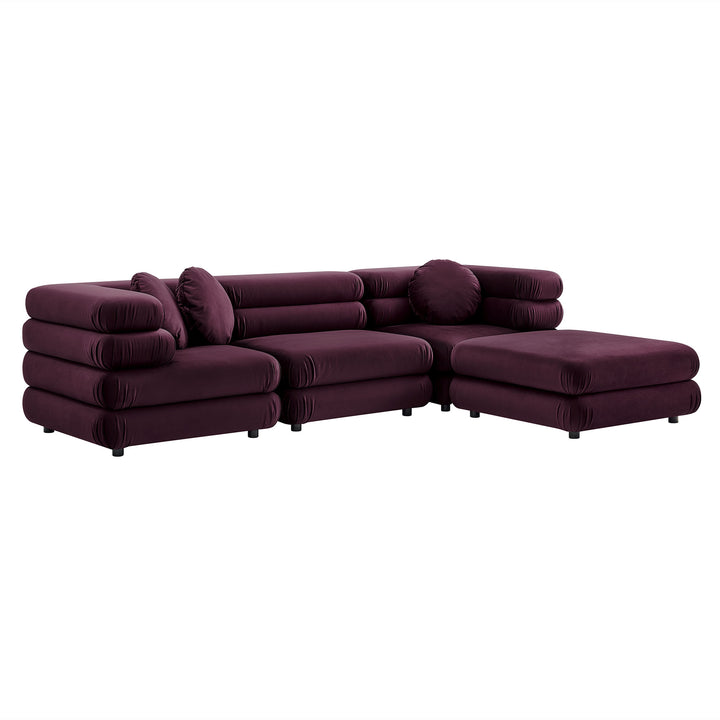 Joyous 4-Piece Modular Performance Velvet Sectional Sofa