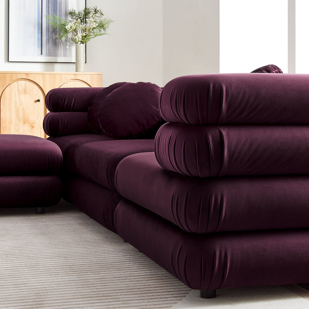 Joyous 4-Piece Modular Performance Velvet Sectional Sofa