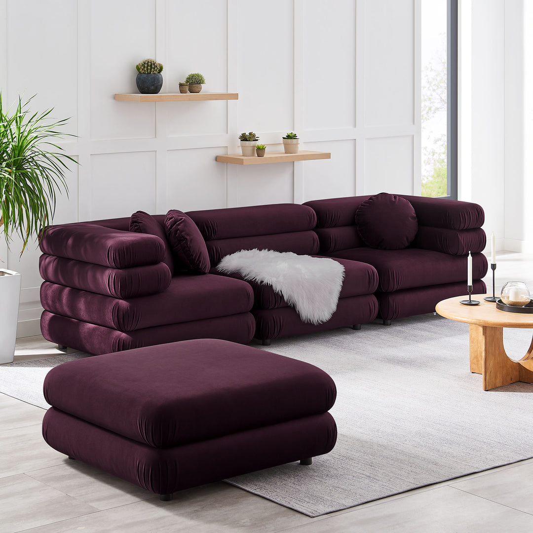 Joyous 4-Piece Modular Performance Velvet Sectional Sofa