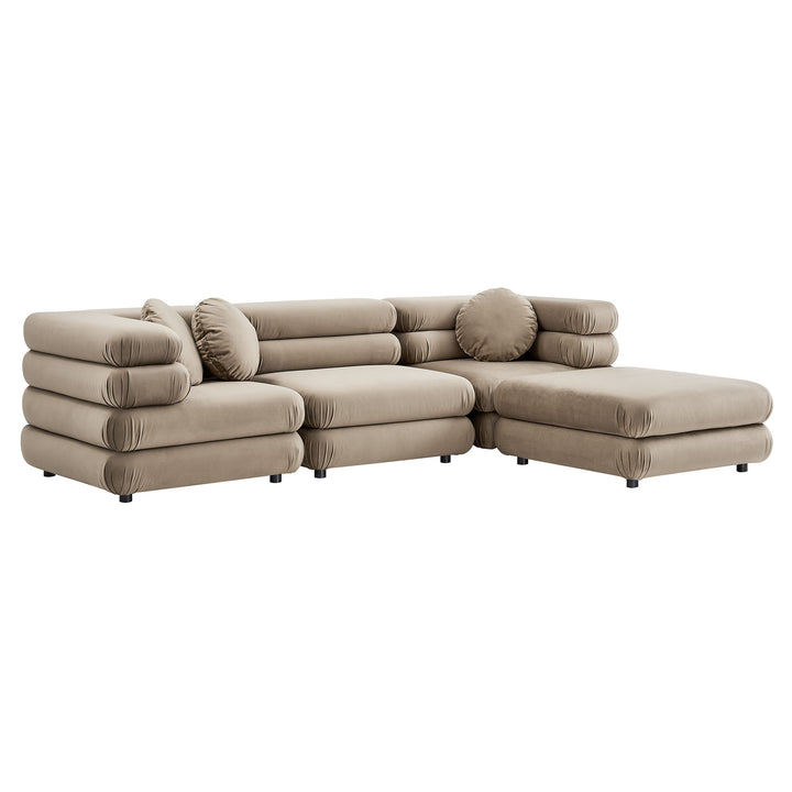 Joyous 4-Piece Modular Performance Velvet Sectional Sofa