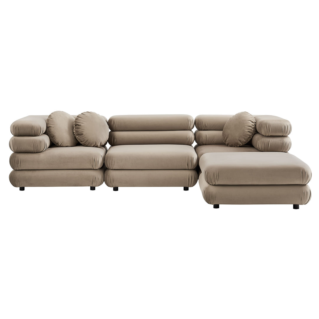 Joyous 4-Piece Modular Performance Velvet Sectional Sofa