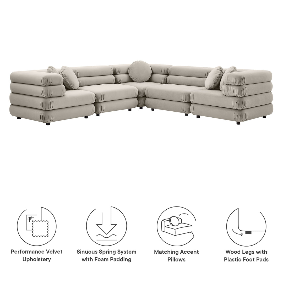 Joyful 5-Piece Modular Performance Velvet Sectional Sofa