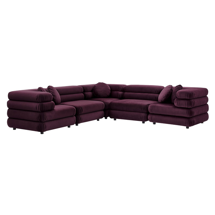 Joyful 5-Piece Modular Performance Velvet Sectional Sofa