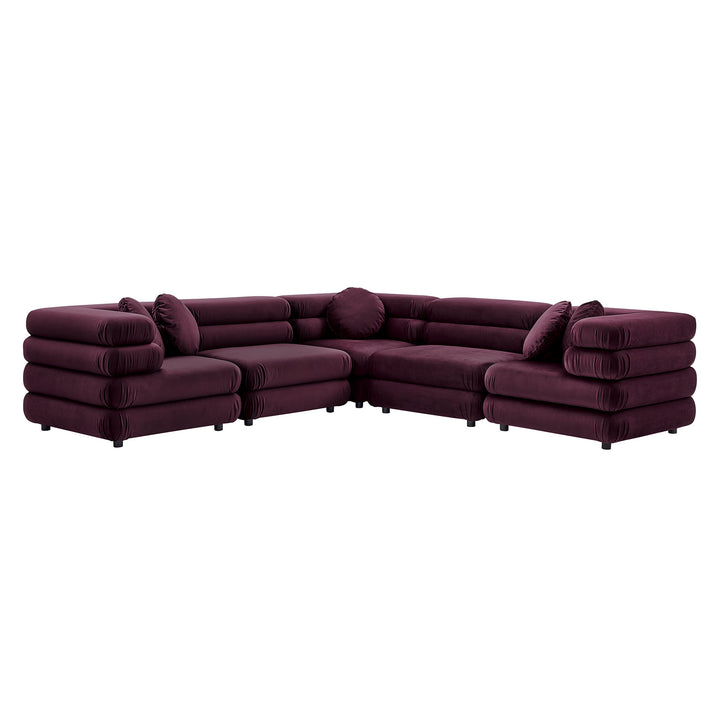 Joyful 5-Piece Modular Performance Velvet Sectional Sofa