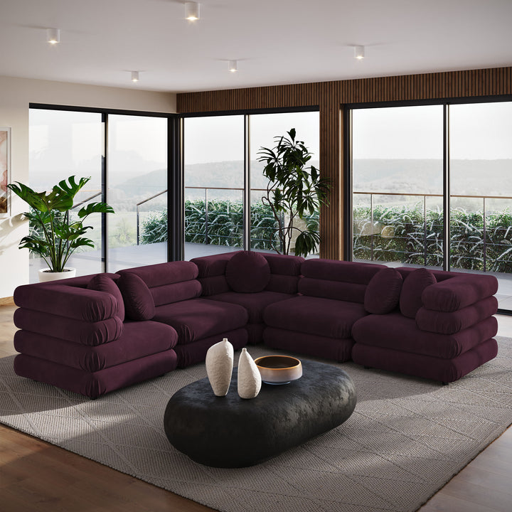 Joyful 5-Piece Modular Performance Velvet Sectional Sofa