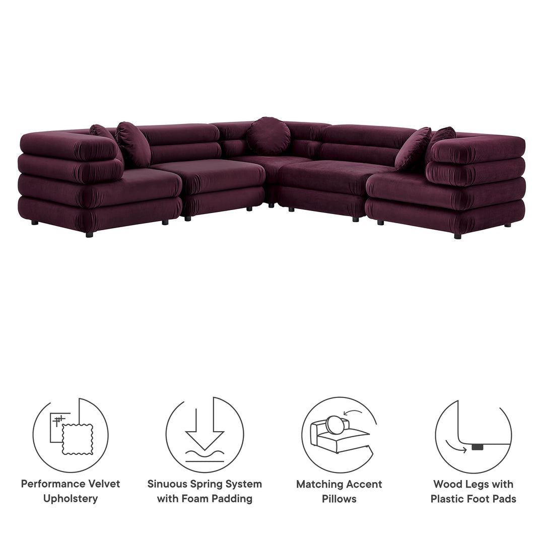 Joyful 5-Piece Modular Performance Velvet Sectional Sofa