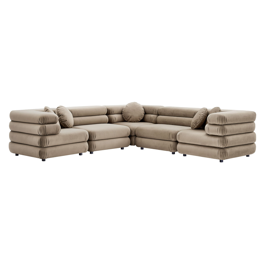 Joyful 5-Piece Modular Performance Velvet Sectional Sofa