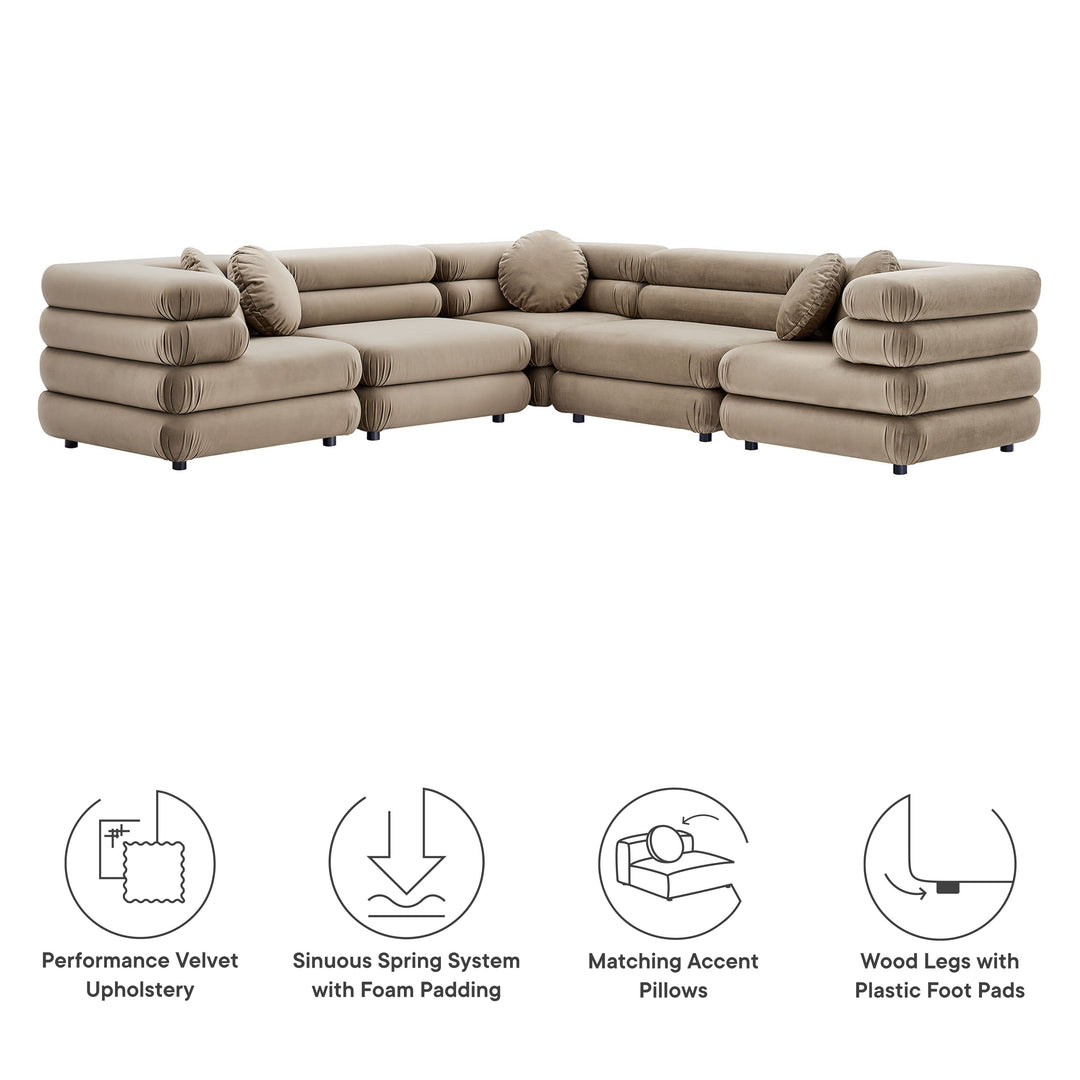 Joyful 5-Piece Modular Performance Velvet Sectional Sofa