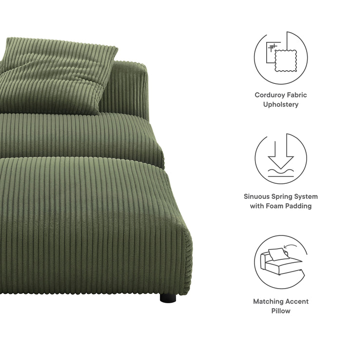 Serenity Modular Corduroy Upholstered Armless Chair and Ottoman Set