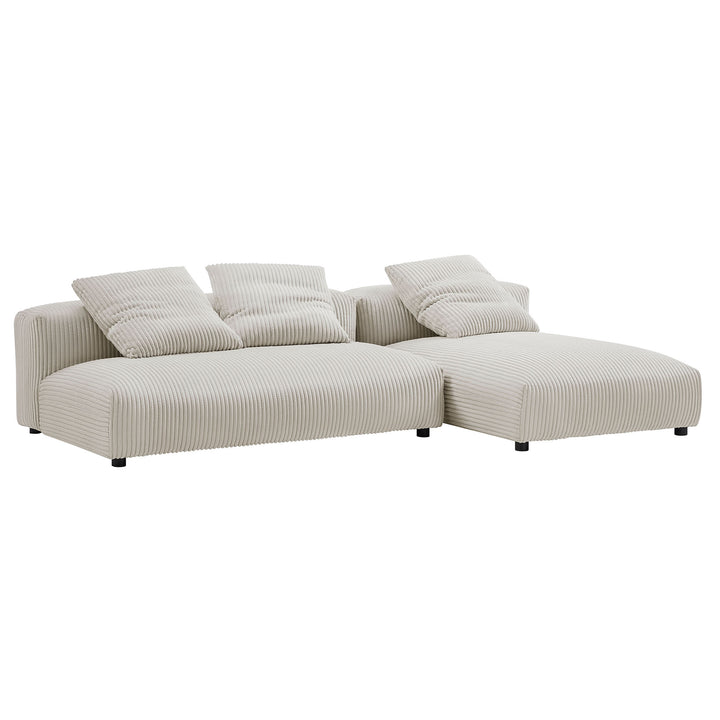 Serenity 2-Piece Modular Corduroy Upholstered Sectional Sofa With Chaise