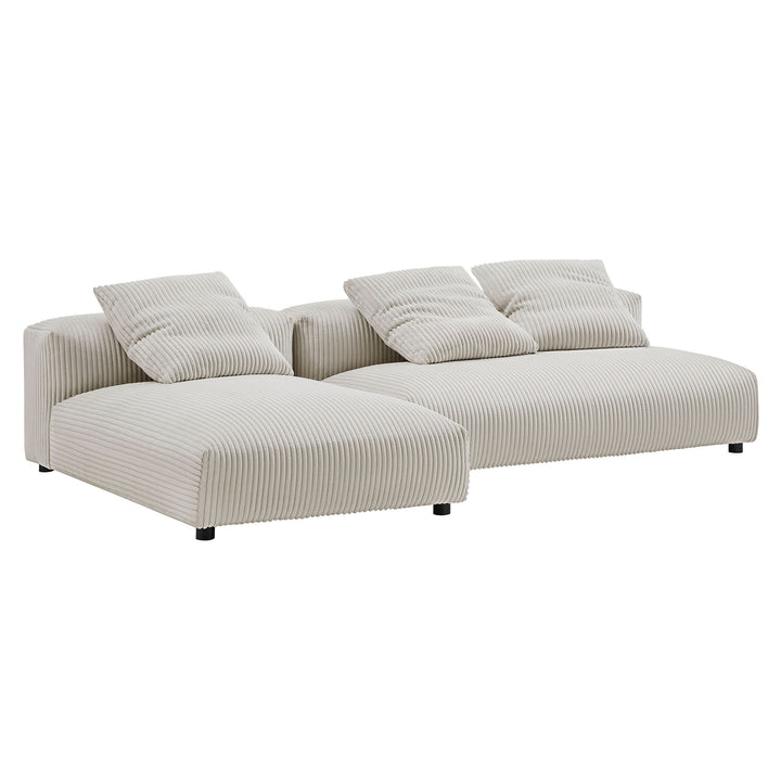 Serenity 2-Piece Modular Corduroy Upholstered Sectional Sofa With Chaise