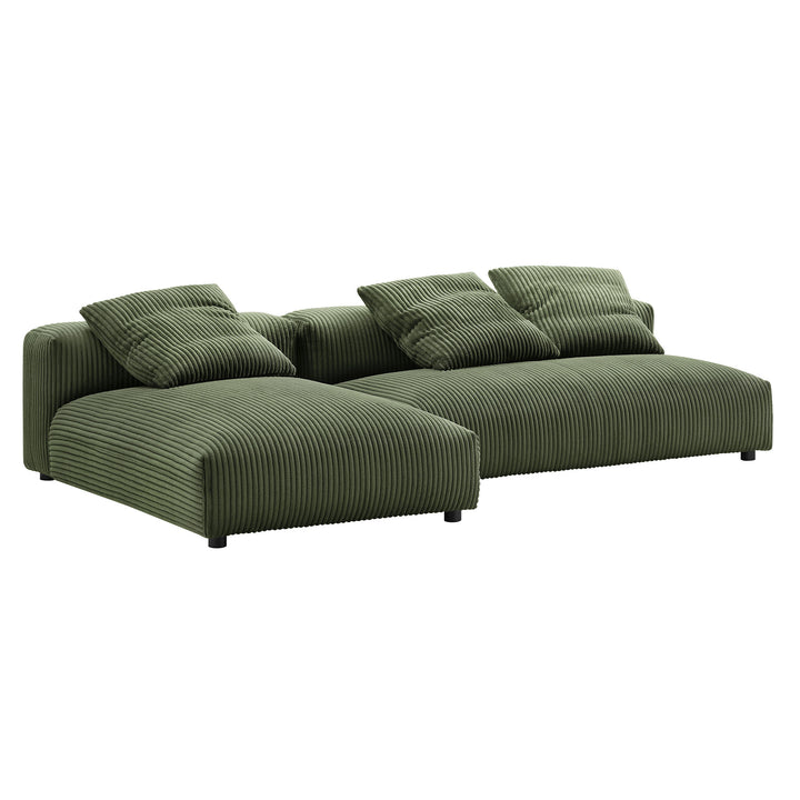 Serenity 2-Piece Modular Corduroy Upholstered Sectional Sofa With Chaise