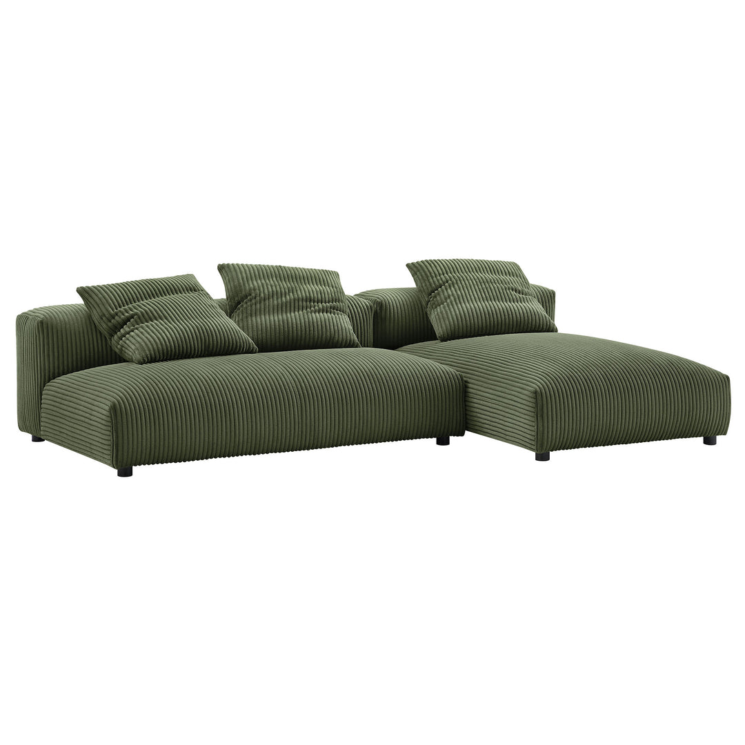 Serenity 2-Piece Modular Corduroy Upholstered Sectional Sofa With Chaise