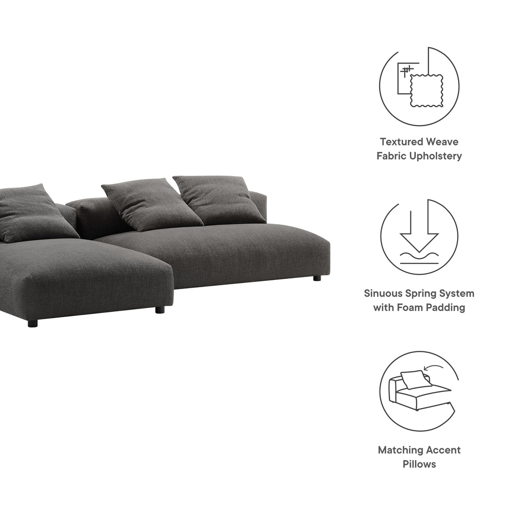 Serenity 2-Piece Modular Upholstered Fabric Sectional Sofa With Chaise