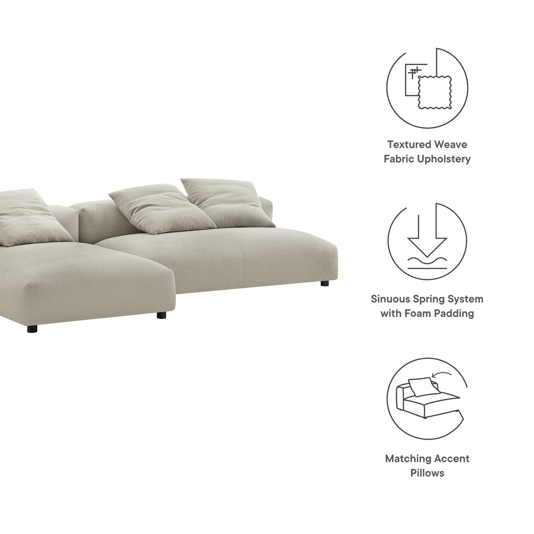 Serenity 2-Piece Modular Upholstered Fabric Sectional Sofa With Chaise