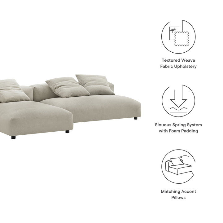 Serenity 2-Piece Modular Upholstered Fabric Sectional Sofa With Chaise