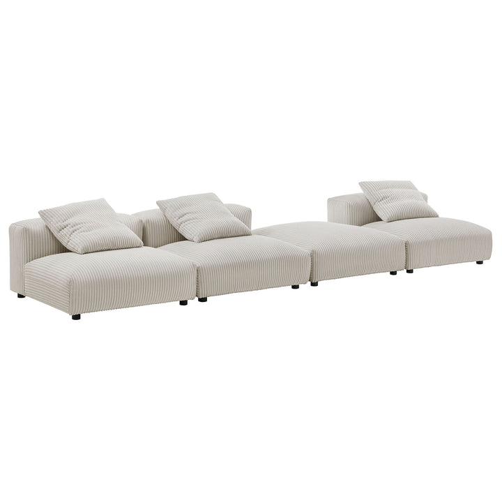 Serenity 4-Piece Modular Corduroy Upholstered Sectional Sofa