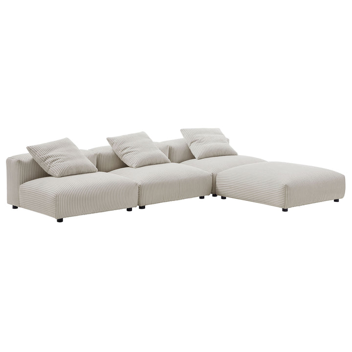 Serenity 4-Piece Modular Corduroy Upholstered Sectional Sofa