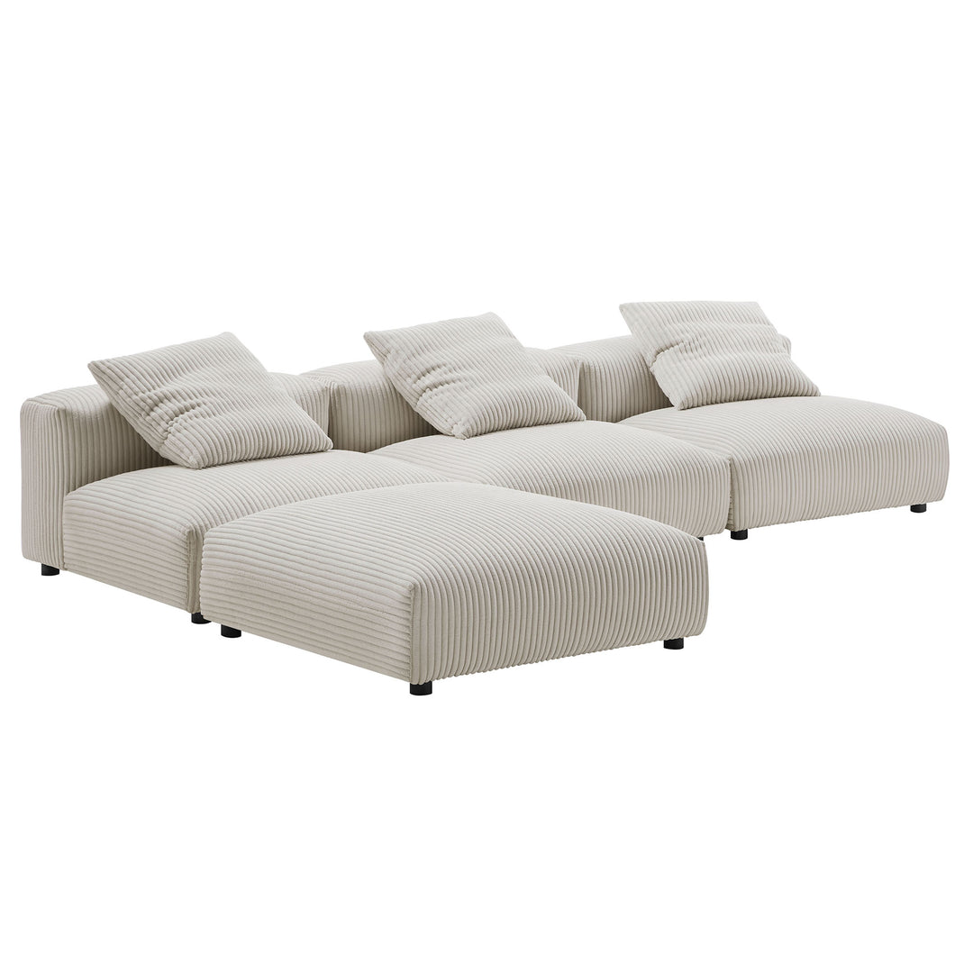 Serenity 4-Piece Modular Corduroy Upholstered Sectional Sofa