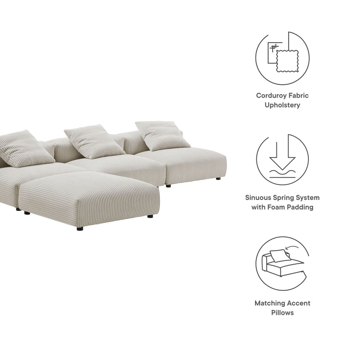 Serenity 4-Piece Modular Corduroy Upholstered Sectional Sofa