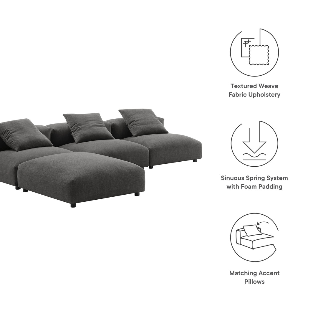 Serenity 4-Piece Modular Upholstered Fabric Sectional Sofa