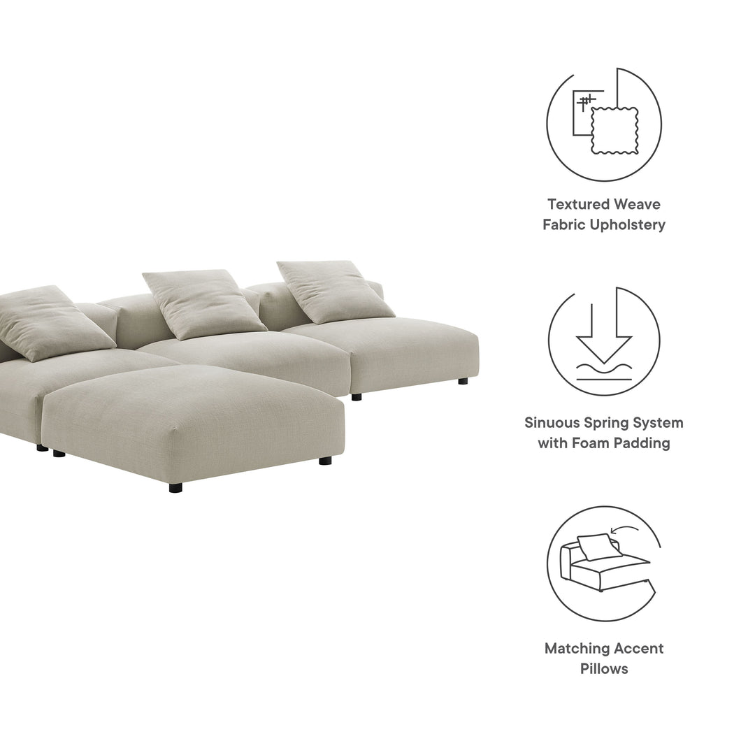 Serenity 4-Piece Modular Upholstered Fabric Sectional Sofa