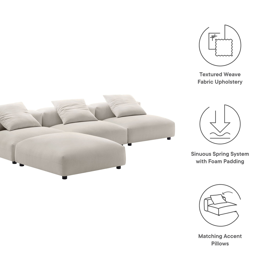 Serenity 4-Piece Modular Upholstered Fabric Sectional Sofa