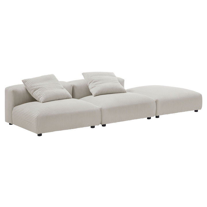 Serenity 3-Piece Modular Corduroy Upholstered Sectional Sofa