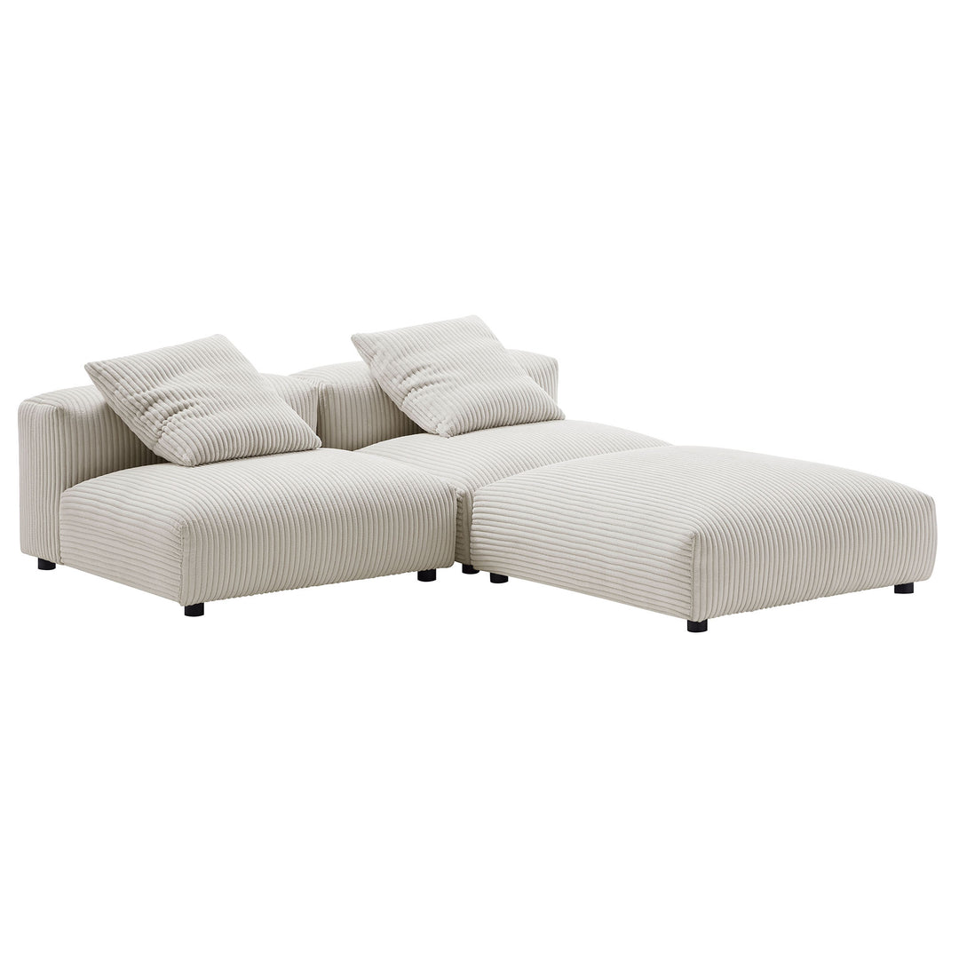 Serenity 3-Piece Modular Corduroy Upholstered Sectional Sofa