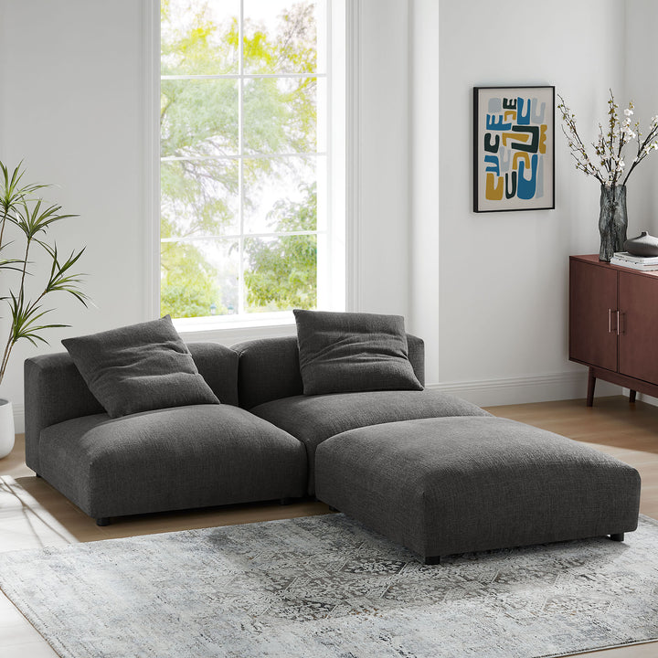 Serenity 3-Piece Modular Upholstered Fabric Sectional Sofa