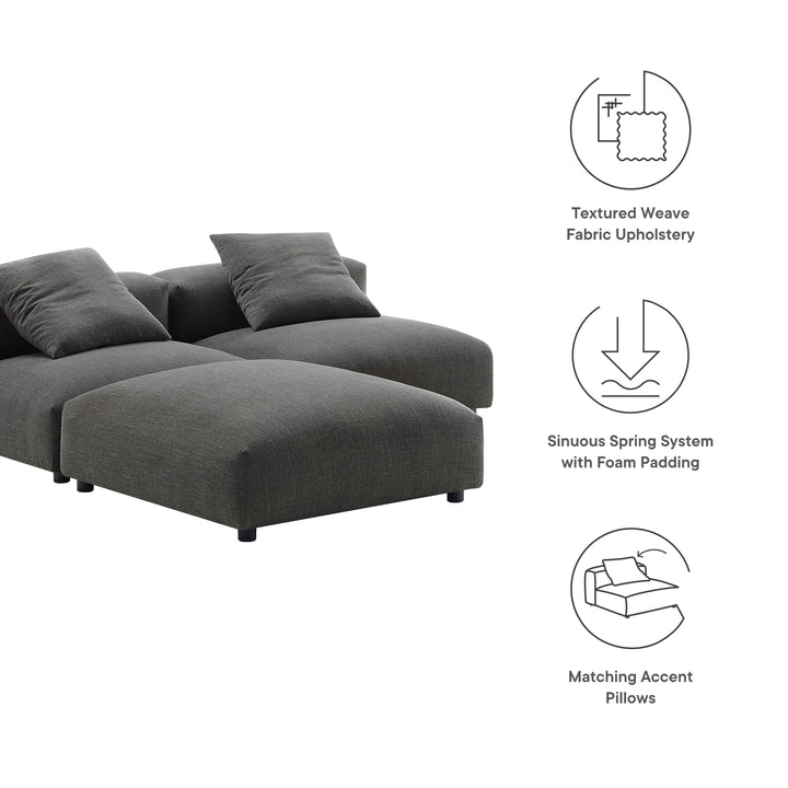 Serenity 3-Piece Modular Upholstered Fabric Sectional Sofa