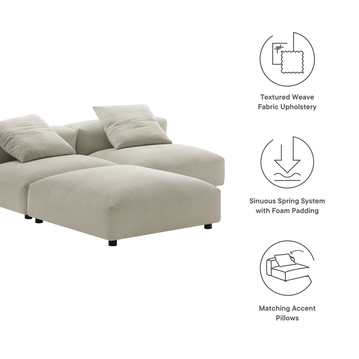 Serenity 3-Piece Modular Upholstered Fabric Sectional Sofa