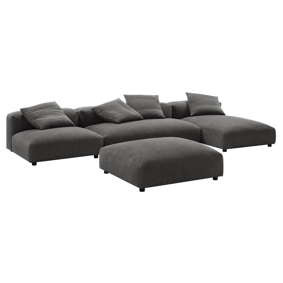 Serenity 4-Piece Modular Upholstered Fabric Sectional Sofa With Ottoman