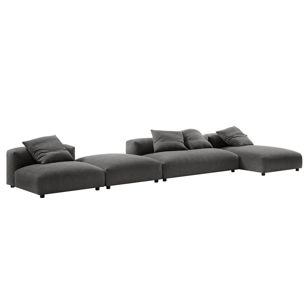 Serenity 4-Piece Modular Upholstered Fabric Sectional Sofa With Ottoman