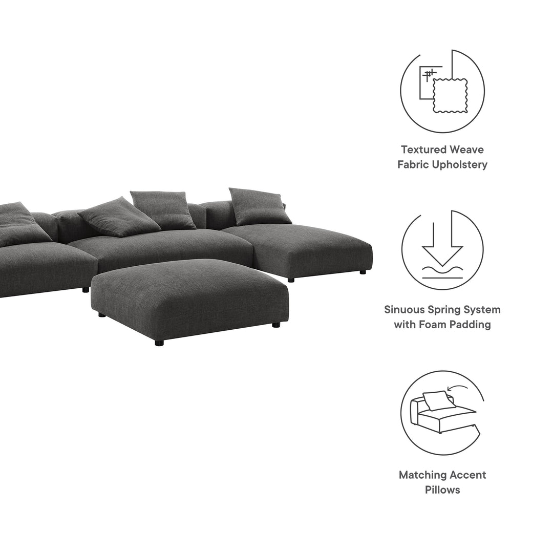 Serenity 4-Piece Modular Upholstered Fabric Sectional Sofa With Ottoman