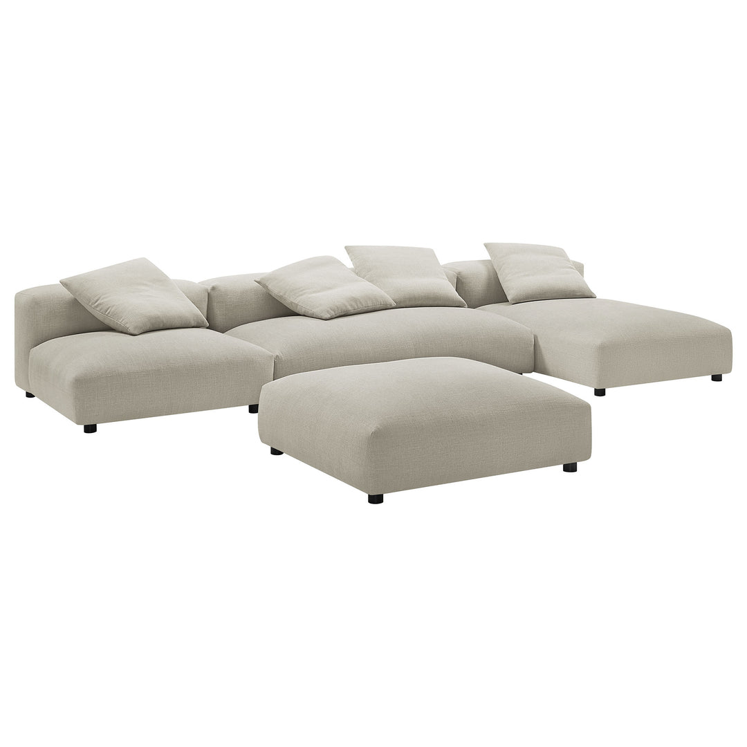 Serenity 4-Piece Modular Upholstered Fabric Sectional Sofa With Ottoman